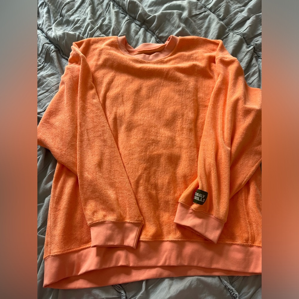 DAILY DRILLS orange terry oversized crewneck sweatshirt